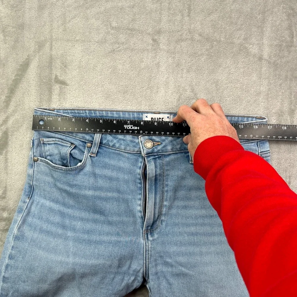 Paige Jeans Womens 31 Blue Hoxton Slim Crop Light‎ Wash High Rise Frayed Denim - Picture 11 of 16